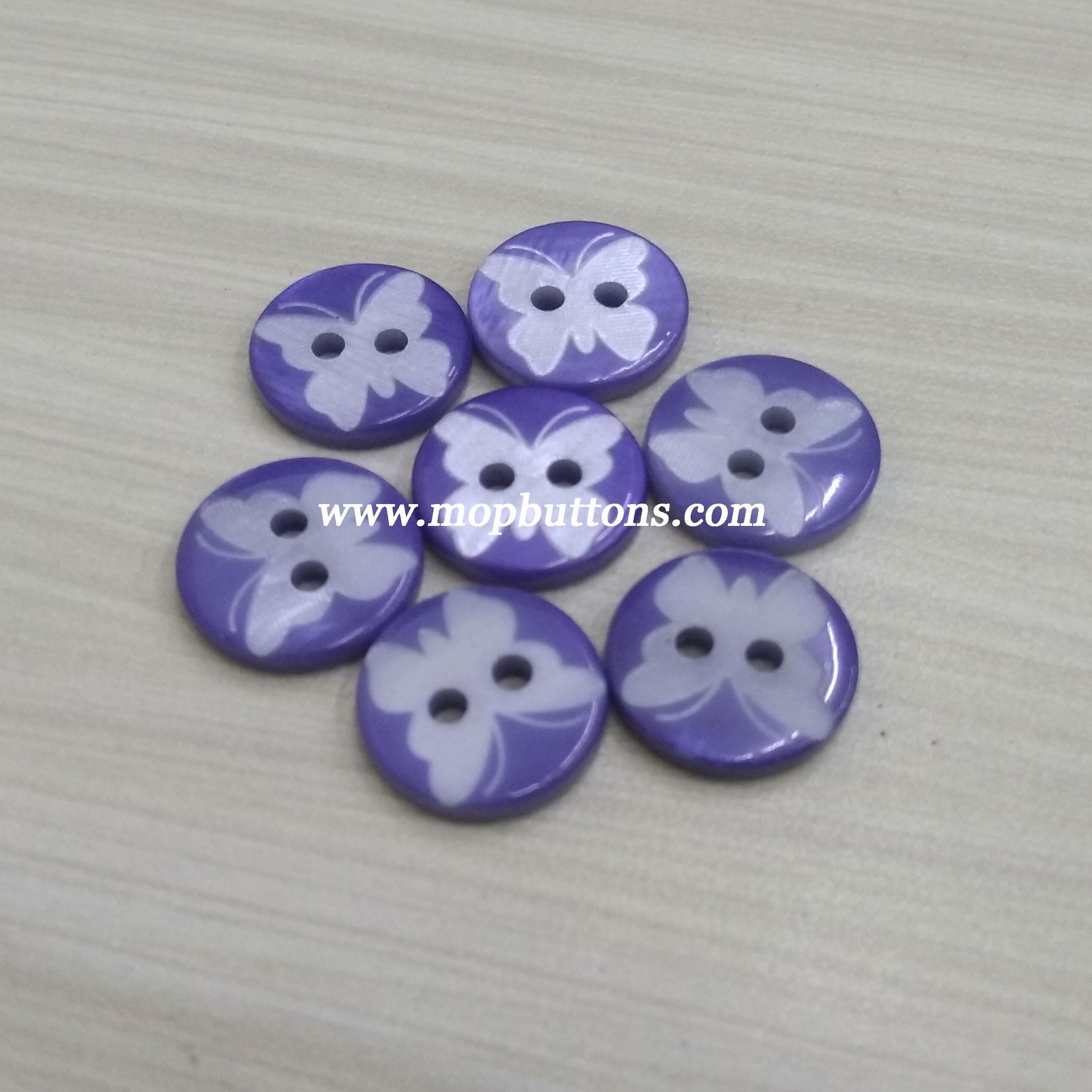 Purple Butterfly Laser River Buttons