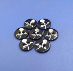 Flatback Freshwater Shell Buttons with White Rose Pattern