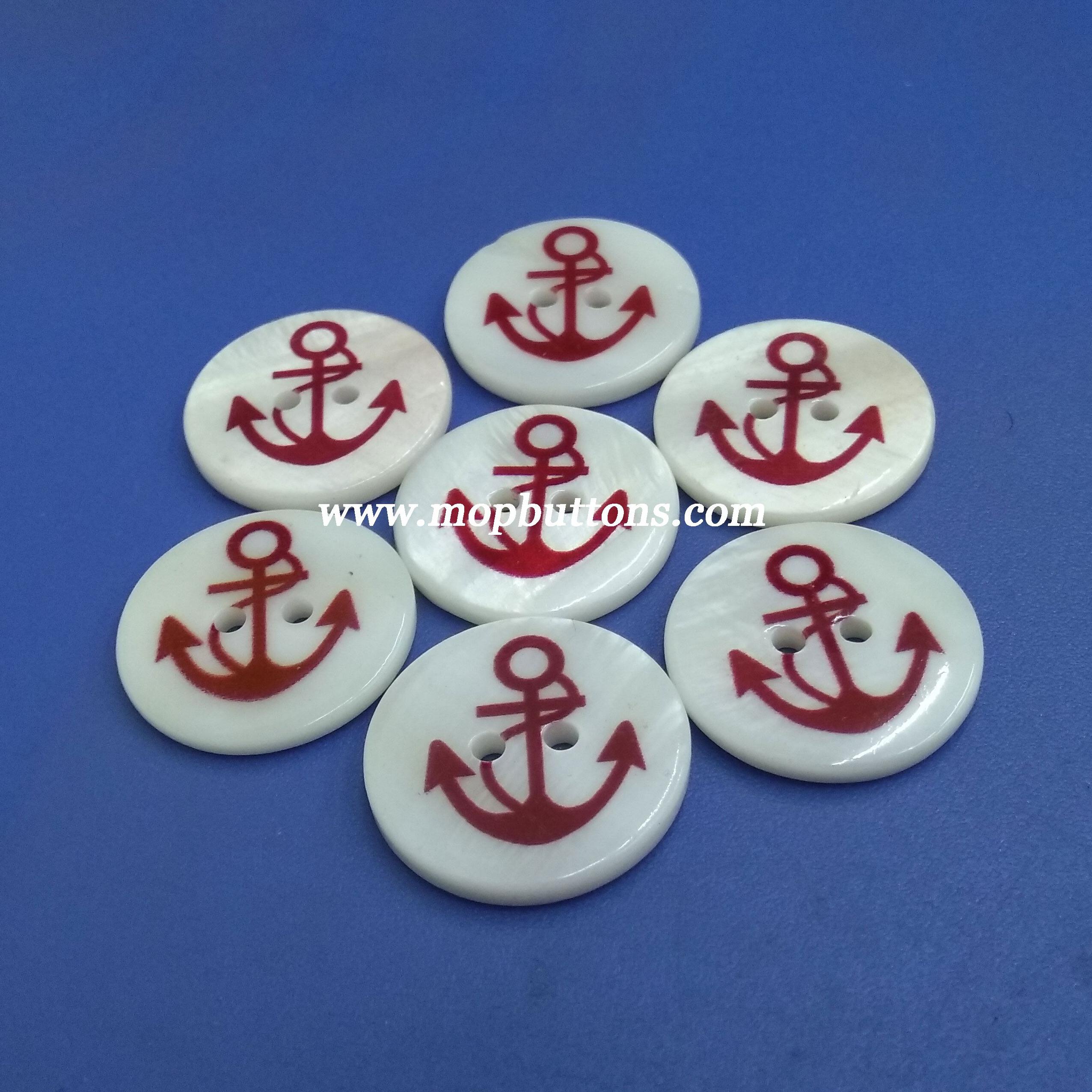 Red Anchor Printed Pattern Buttons