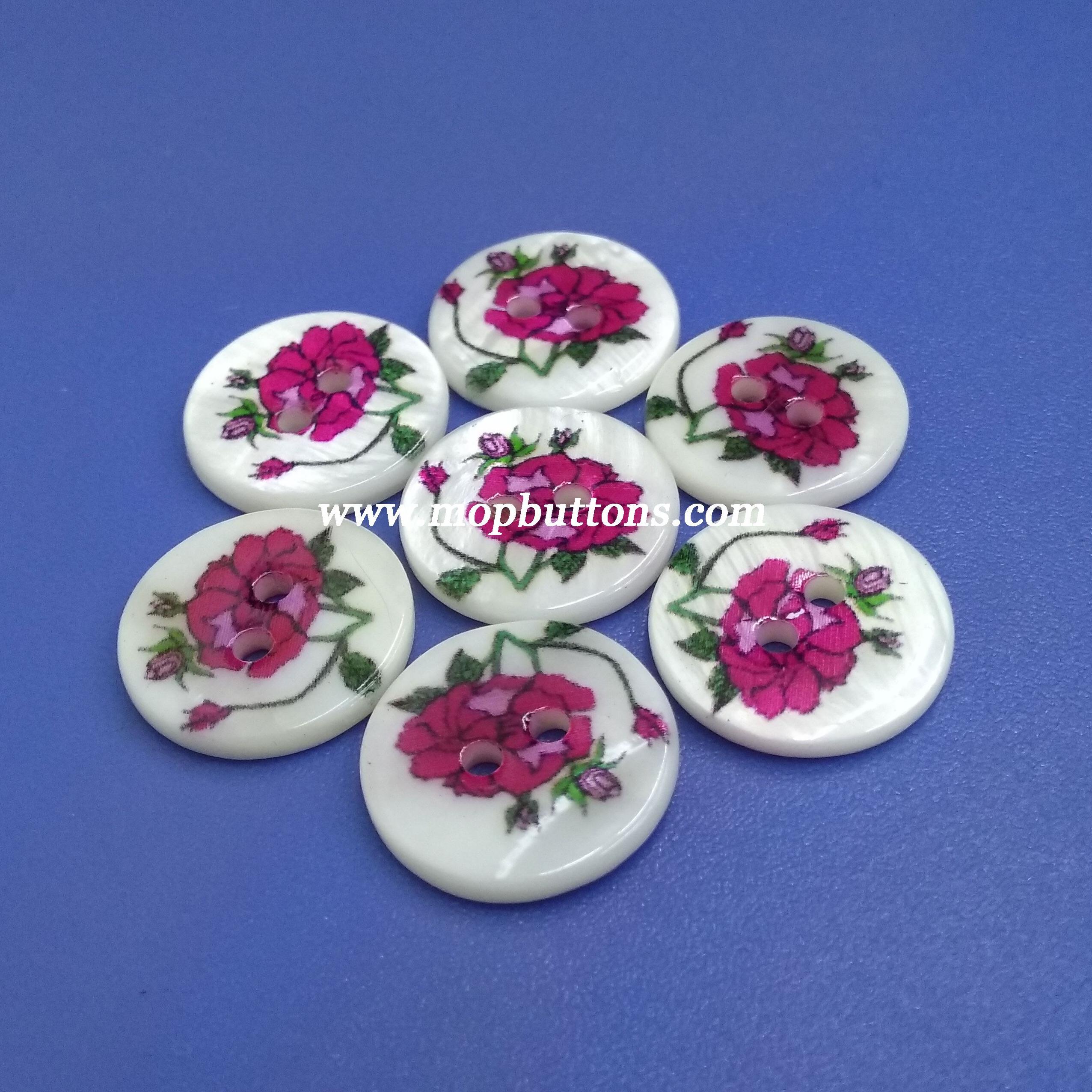 15mm Colorful Flower River Buttons