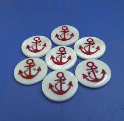 Red Anchor Printed Pattern Buttons