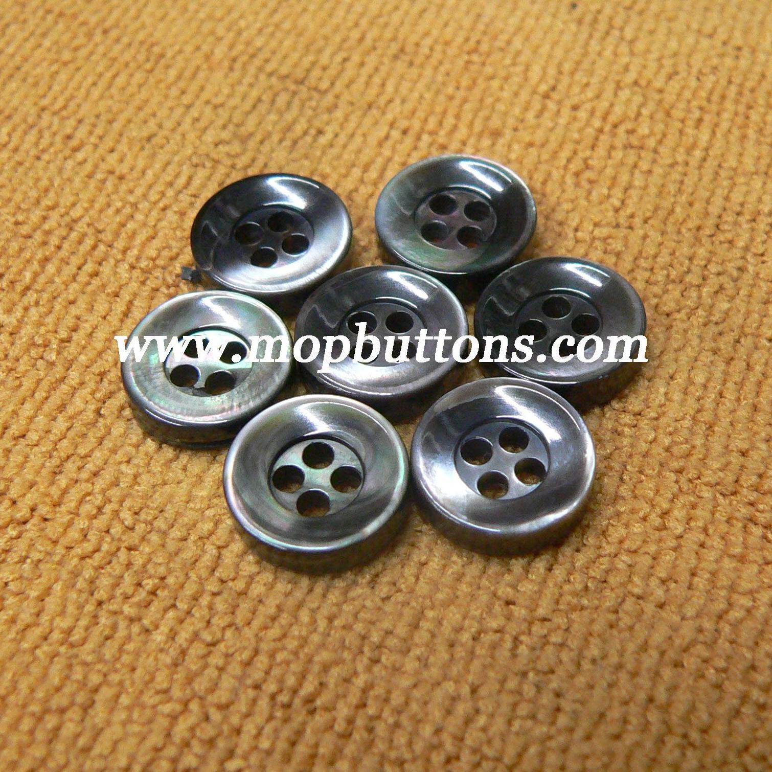 Four Holes Black MOP Shell Button with Rim