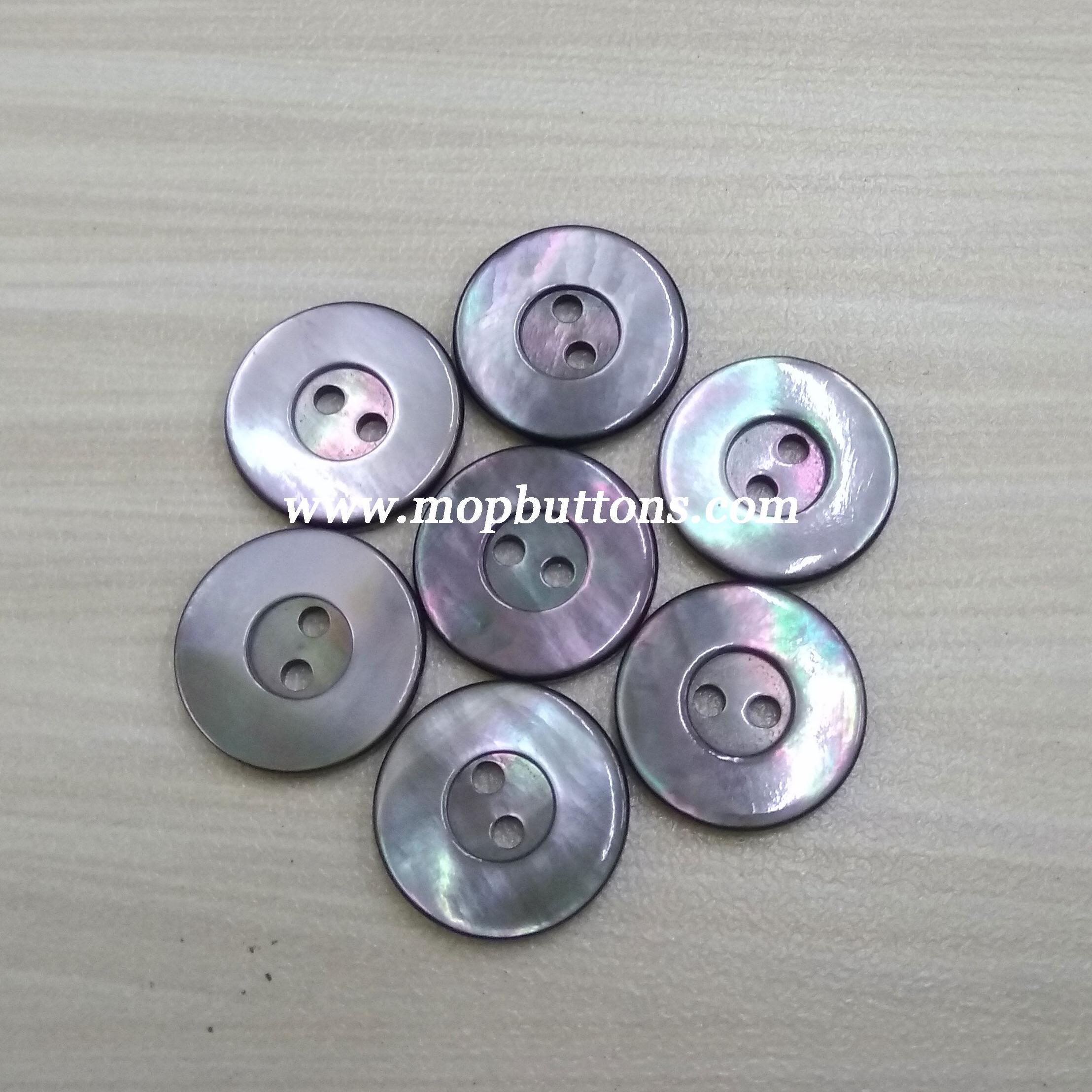 Smoke Grey Mother Of Pearl Buttons with Rim