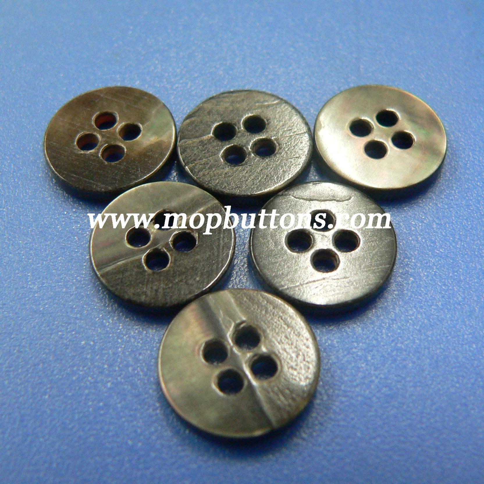 Jet Black Four Holes MOP Buttons with Edge