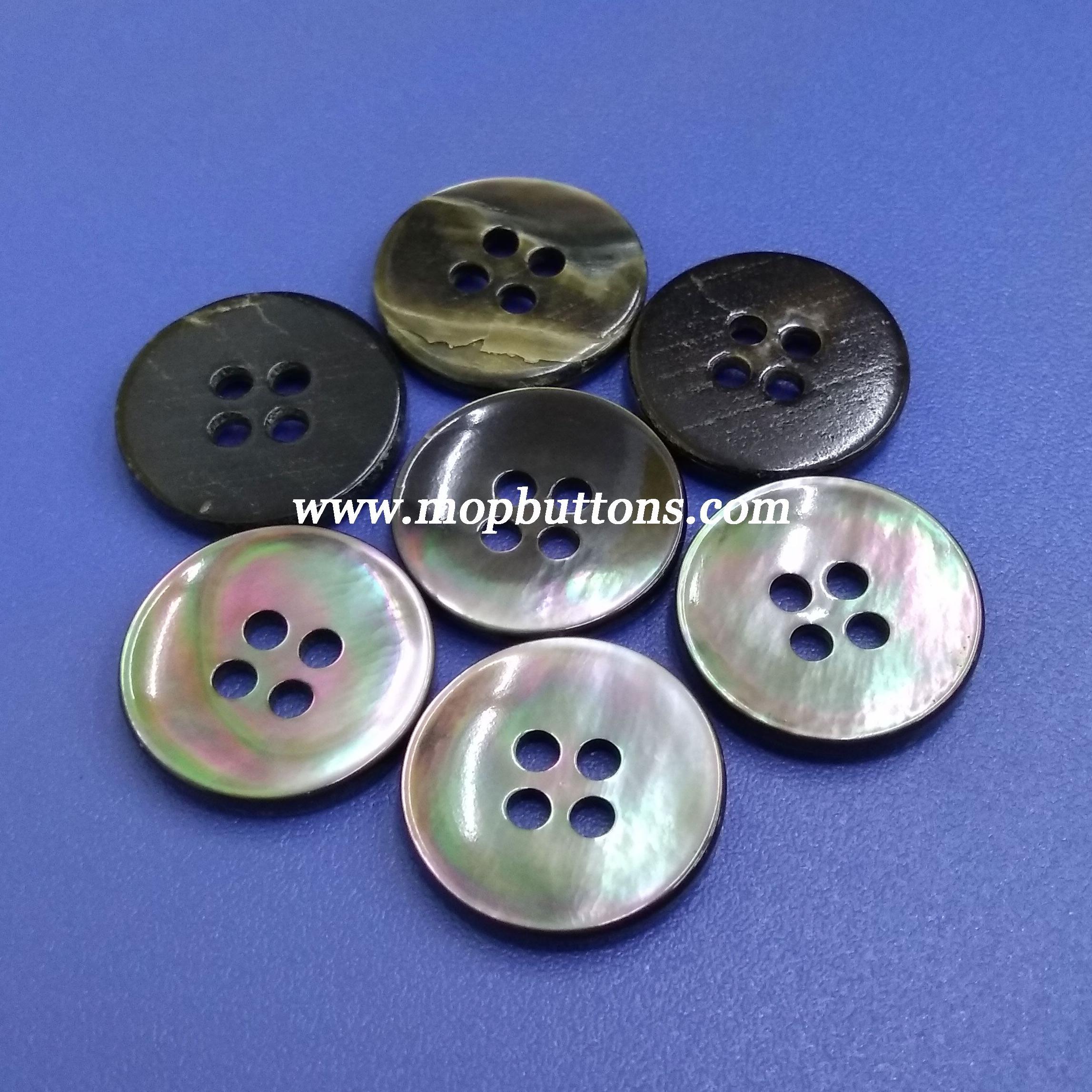 4 Holes Polished Black Mother Of Pearl Button