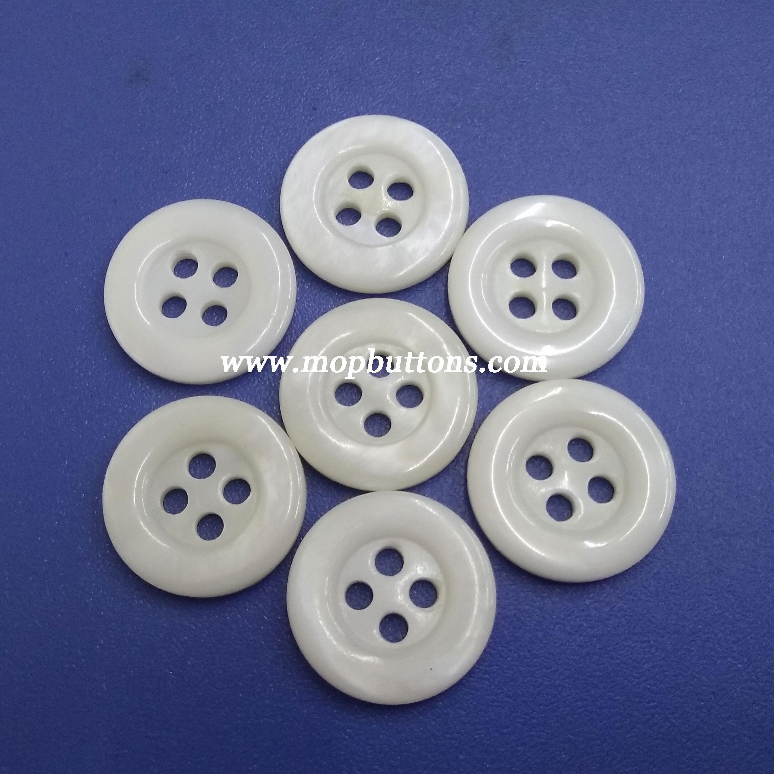 4 Holes Long Sleeve Chinese River Shell Buttons With Round Rim