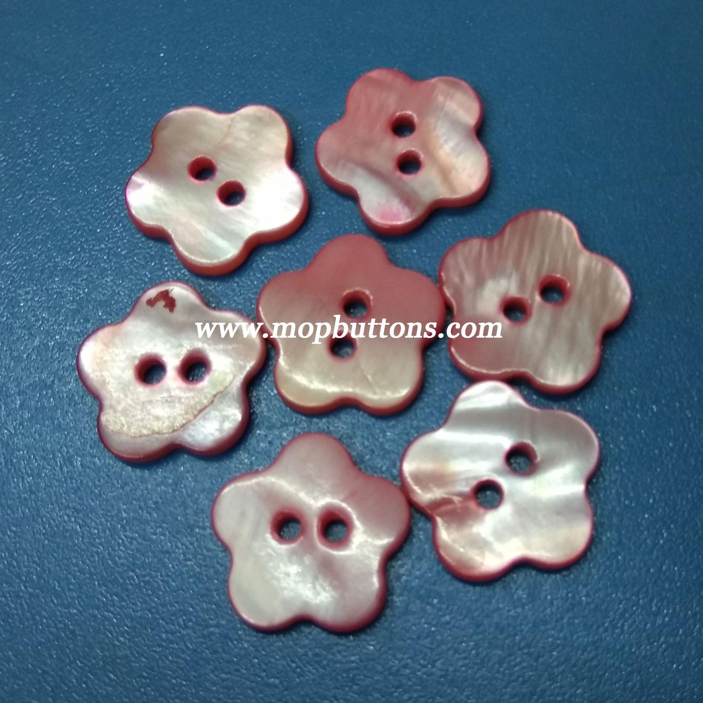 Pink Colored Flower Shape Shell Buttons