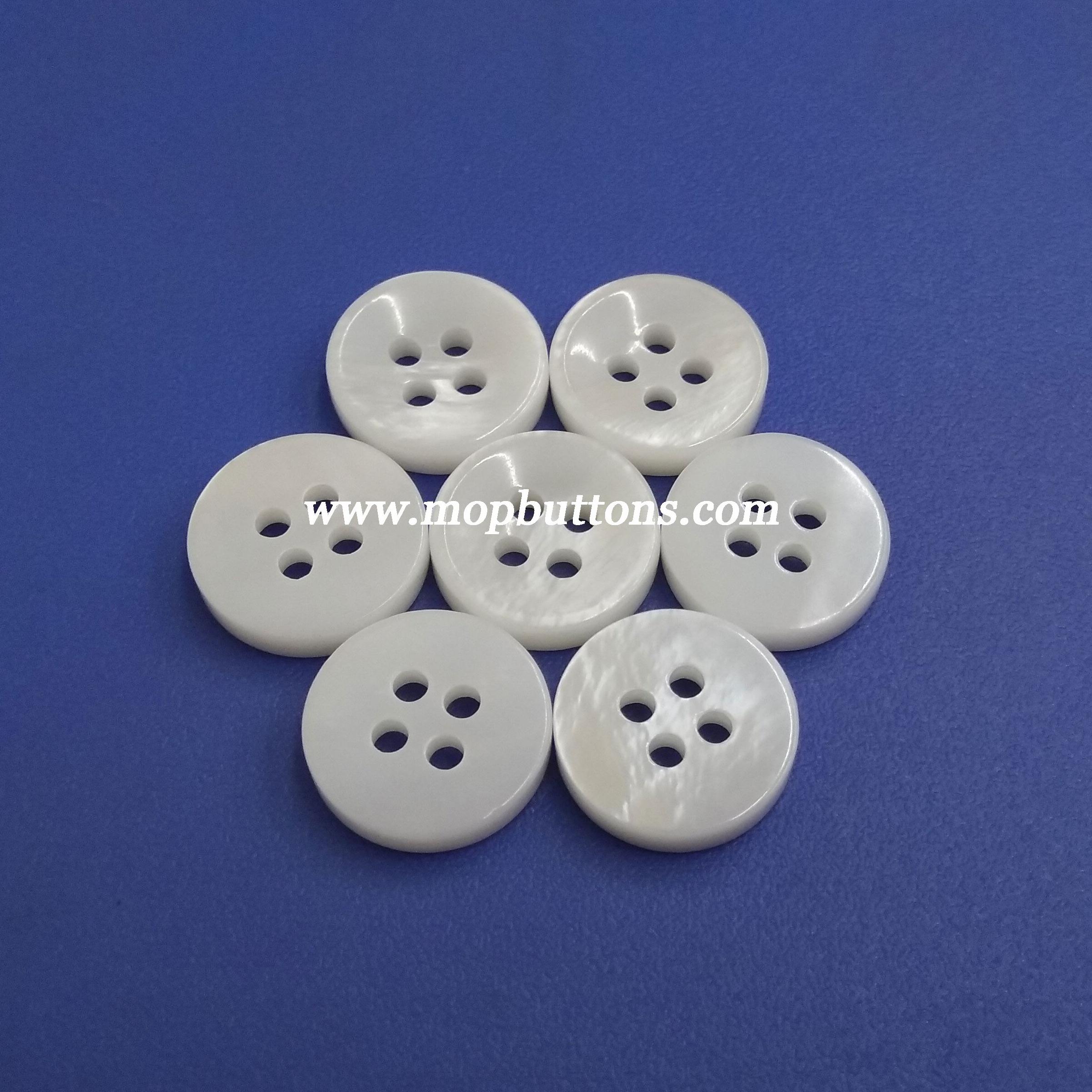 Glossy Natural White 4 Holes Shirt Collar Buttons