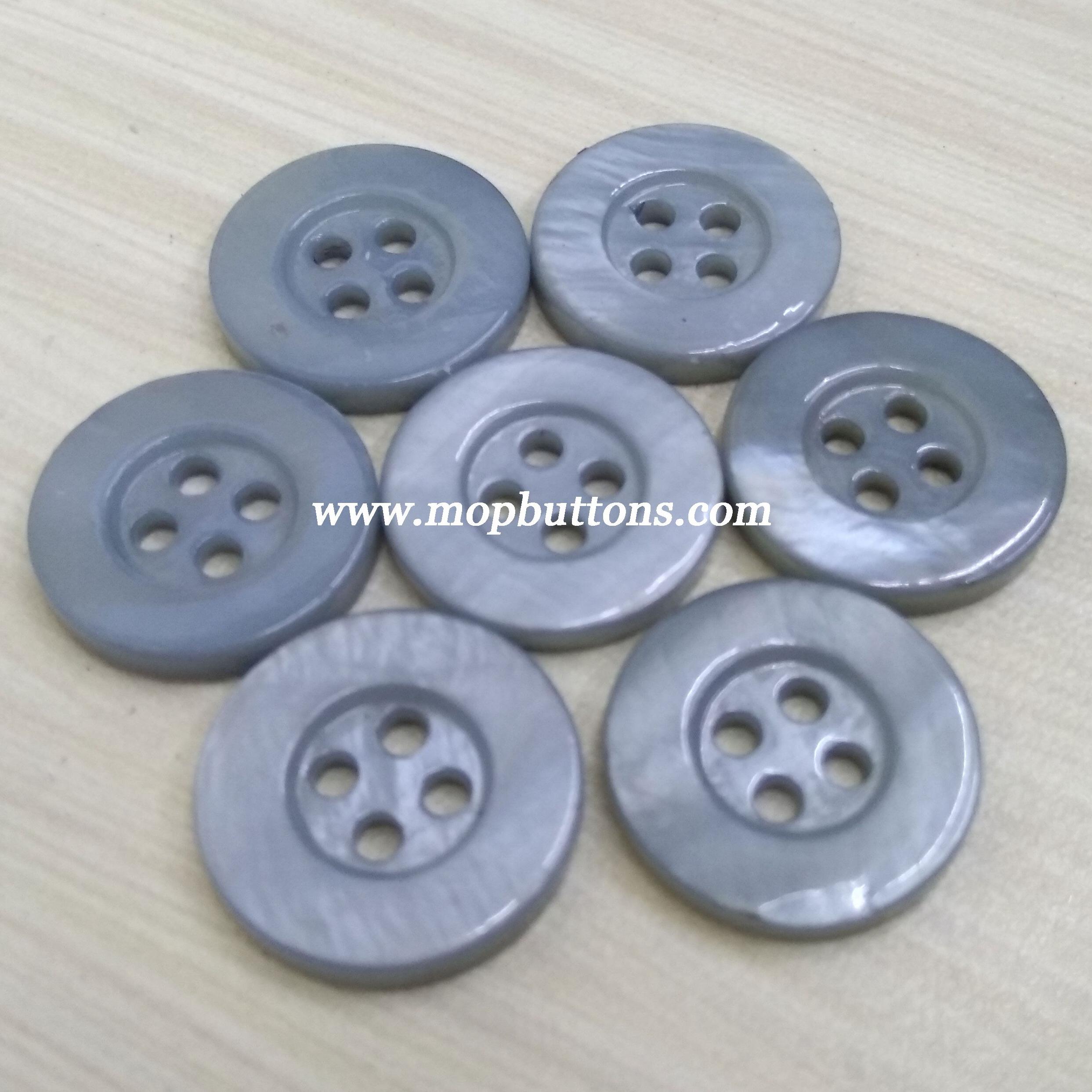 Gray Colored Shell Buttons with Round Rim
