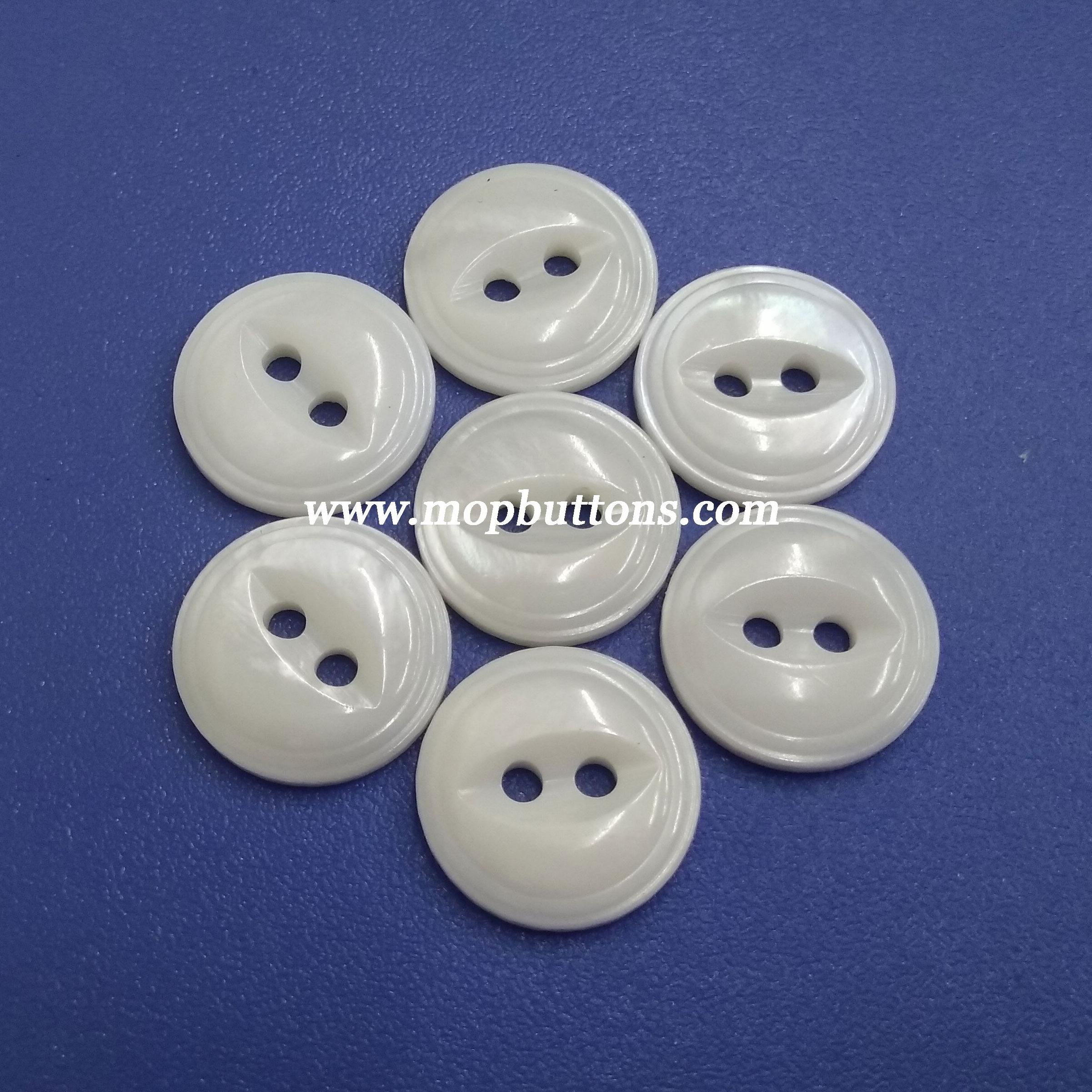 Round 2-Hole Fisheye Button with Rim Assorted Sizes