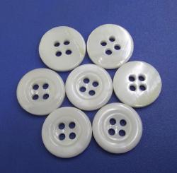 White Pearl Shell Shirt Button with Round Rim