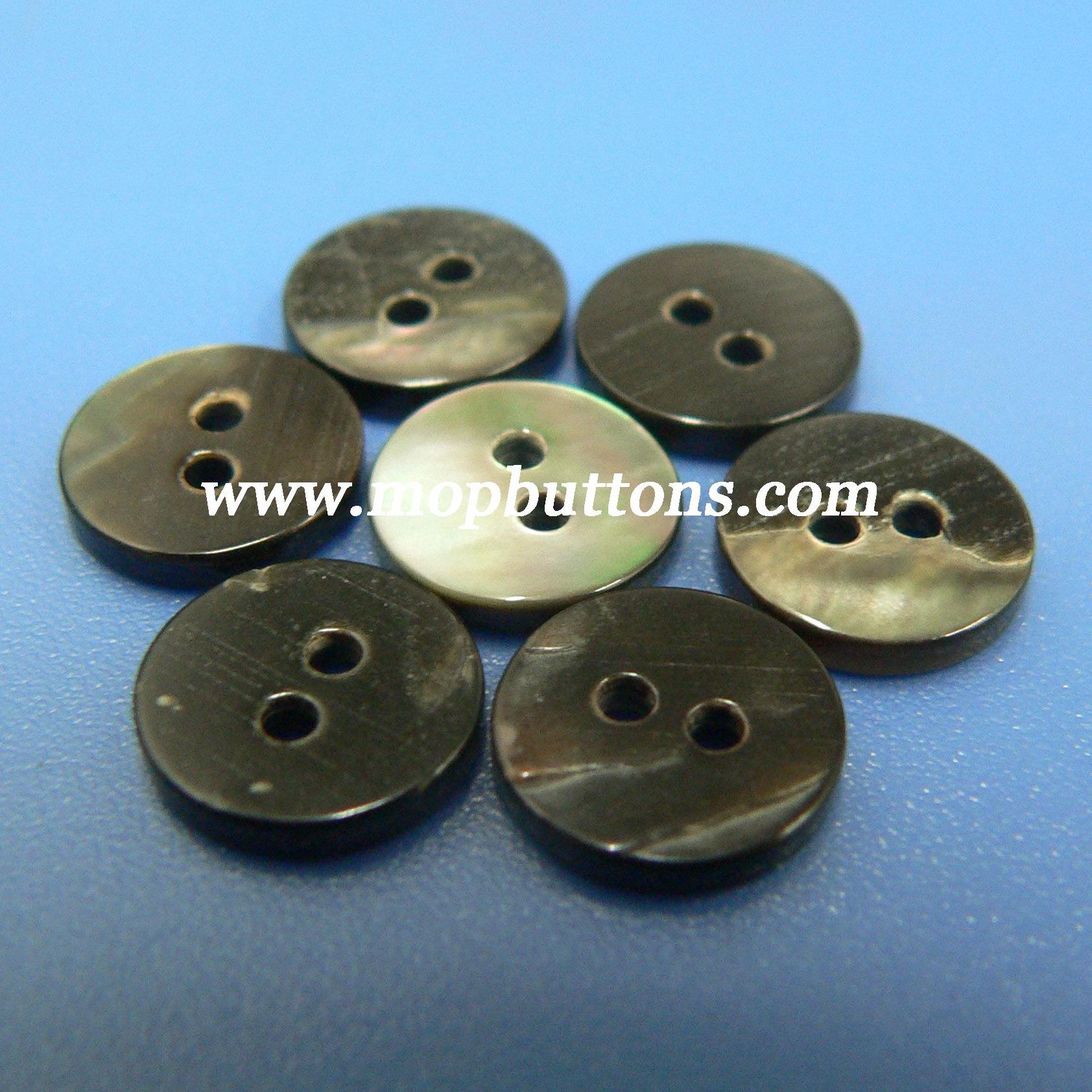 Two Holes Natural Black MOP Buttons