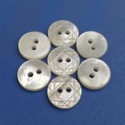  Polished and Plain white 2Hole Laser Pattern Mother of Pearl Buttons