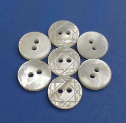  Polished and Plain white 2Hole Laser Pattern Mother of Pearl Buttons