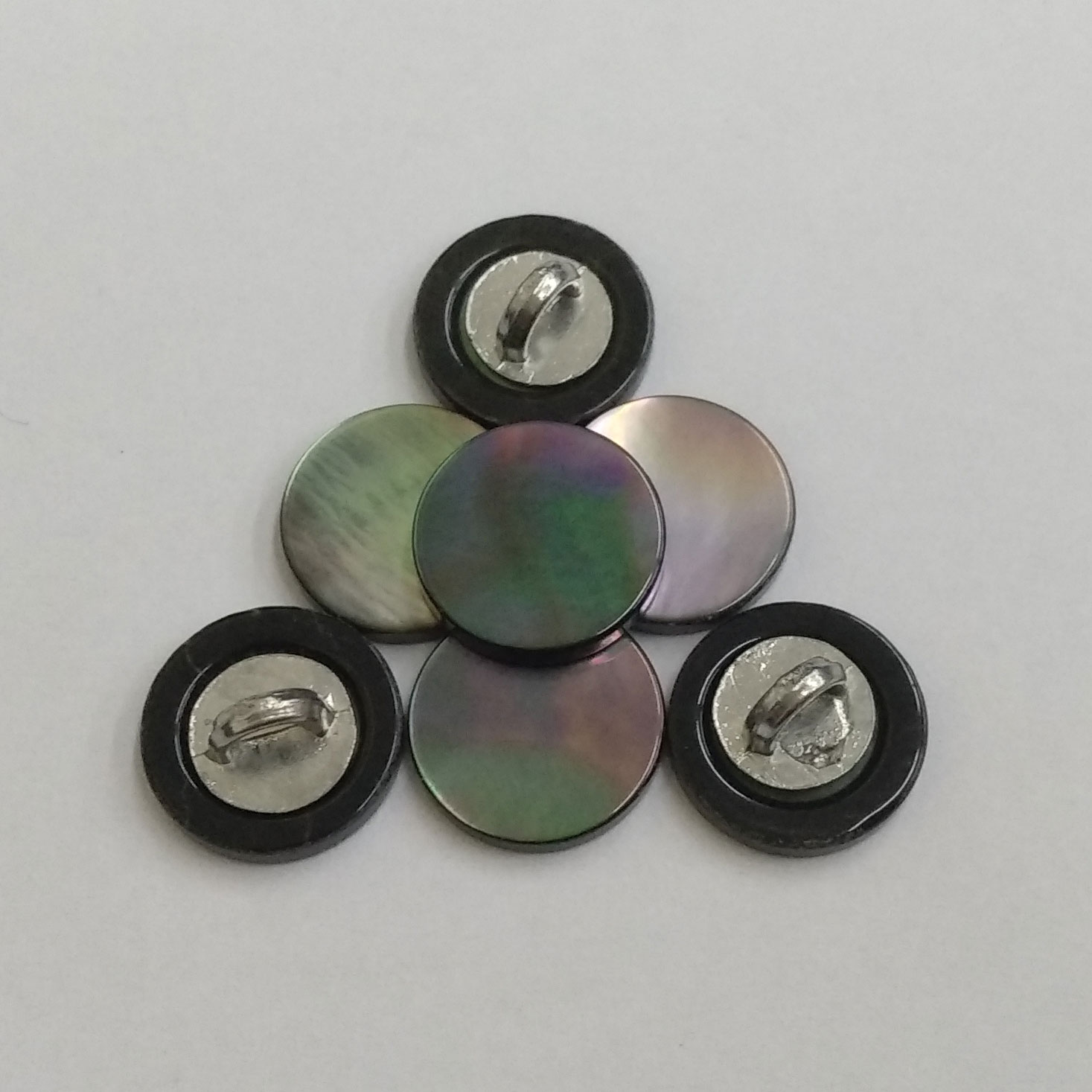 Natural black MOP Shank Pearl Buttons with Metal for Luxury Blouses