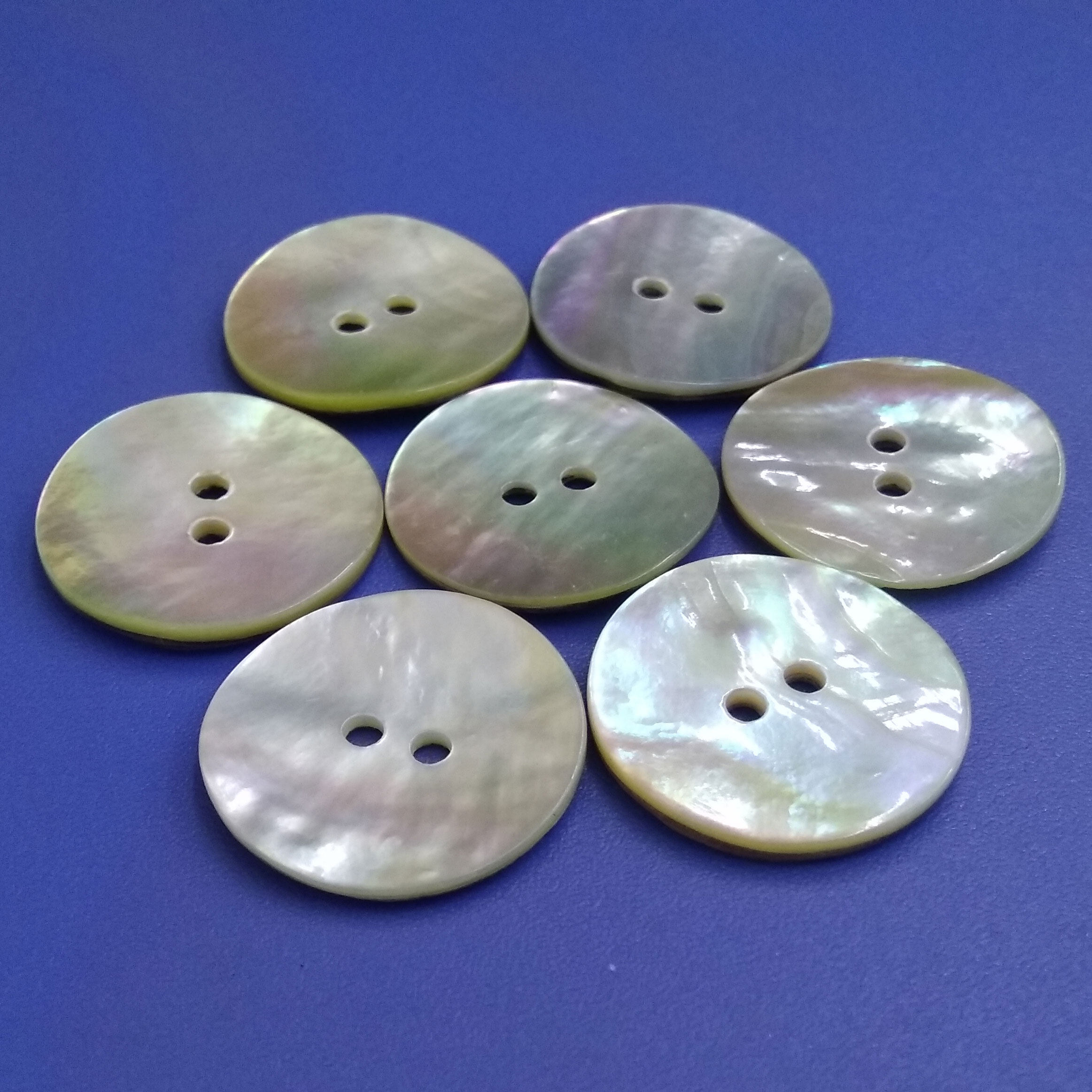 36L 7/8'’ Glossy Japan Agoya Shell Sweater Buttons with Rainbow Effect