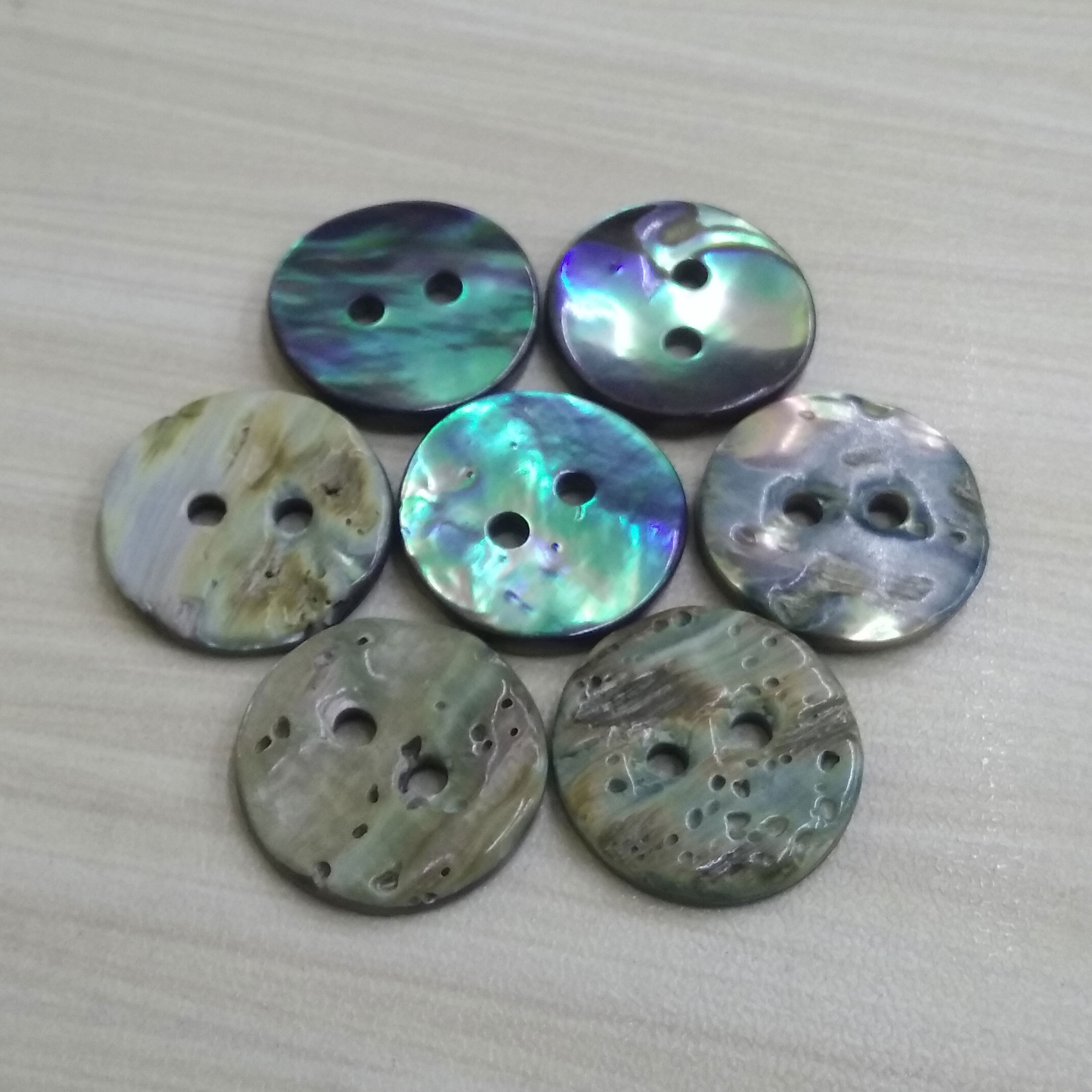 Rainbow Shiny Blue Color New Zealand Imported Abalone Shell Buttons