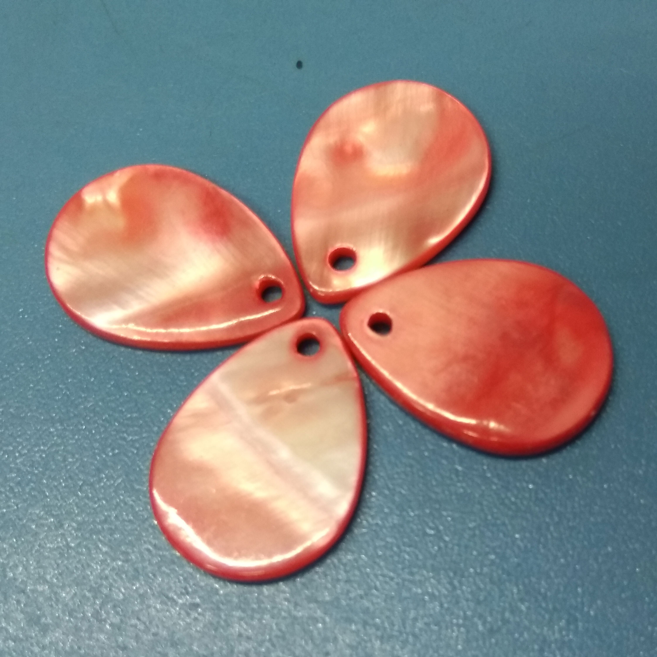 Drop Shape Orange Colored River Shell Button for Jewellery /Jewelry Making