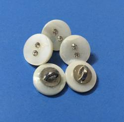 Metal Shank River Shell Button with Hot Fix Decoration
