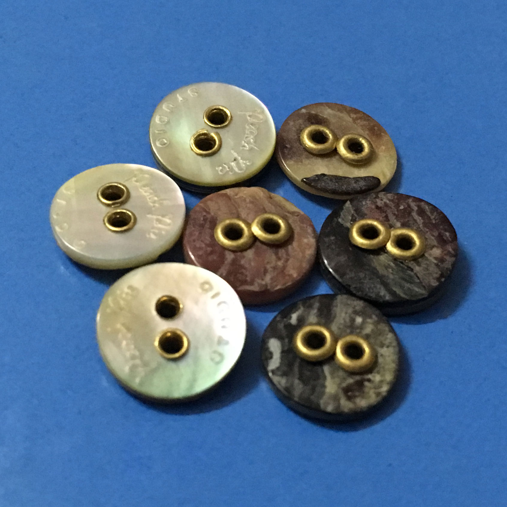 Vintage Natural Akoya Shell MOP Buttons with Laser Engraved LOGO