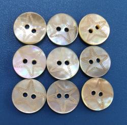 Japan Akoya/Agoya Shell Buttons with Laser Engraved Star Pattern