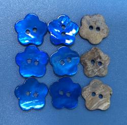 Shiny or Matt Dyed Blue Color Coated Japan Agoya Shell Buttons in Bulk