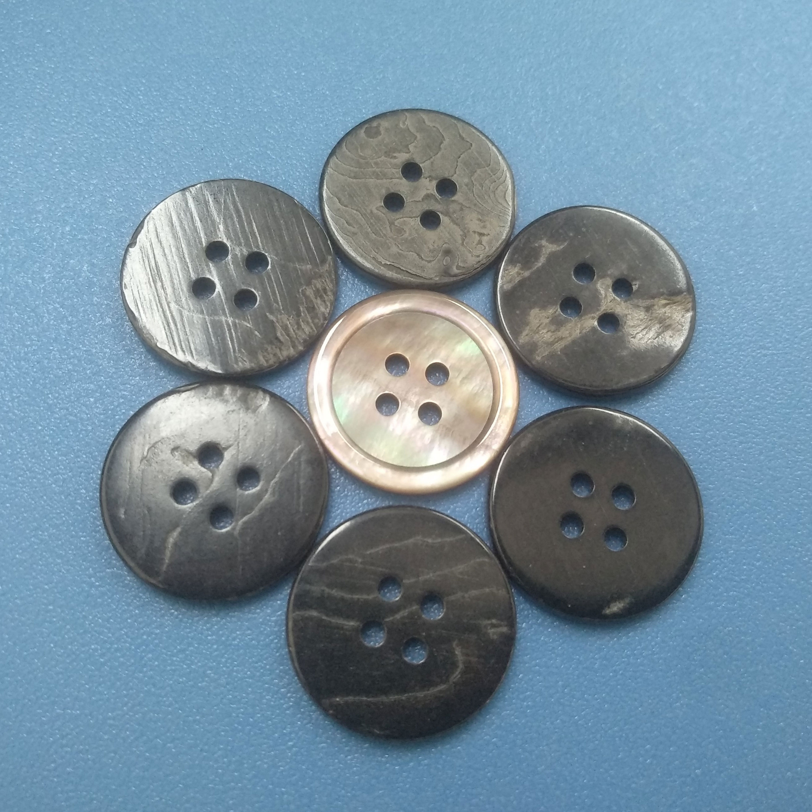 Large Sizes Iridescent Rainbow Effect Natural Coffee Mother of Pearl Suit Button