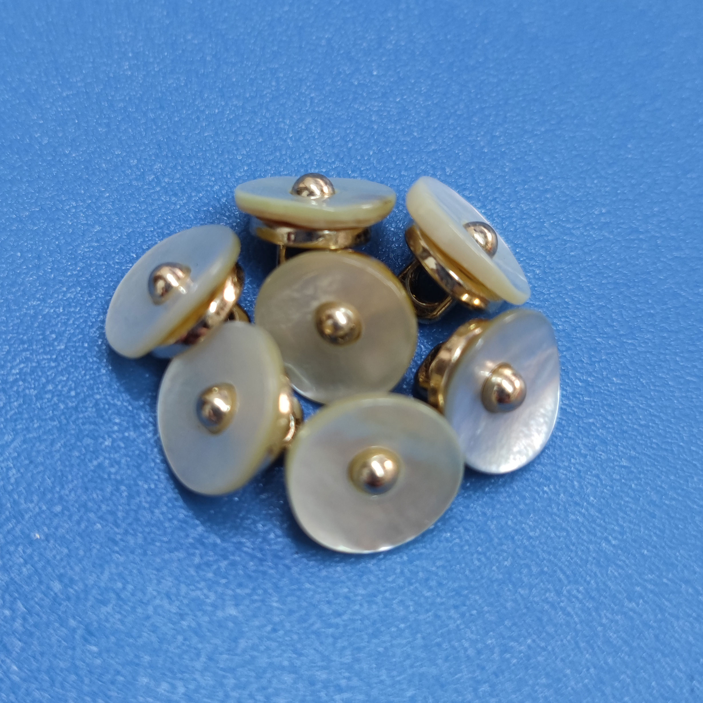  Luxury Vintage Real Japanese Agoya Shell Shank Golden Metal Buttons