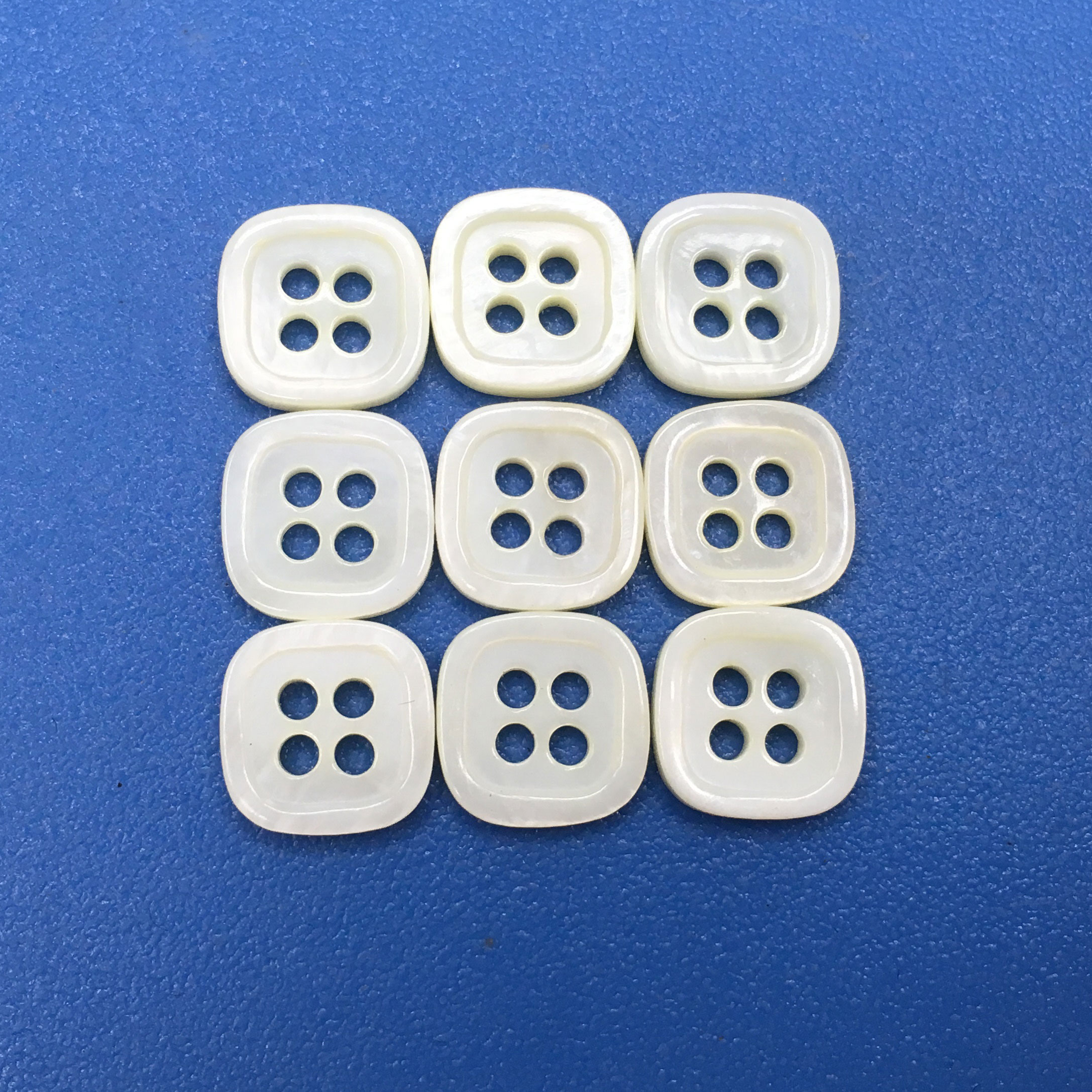 Customized Square Shape Mother of Pearl MOP Buttons with Small Rim
