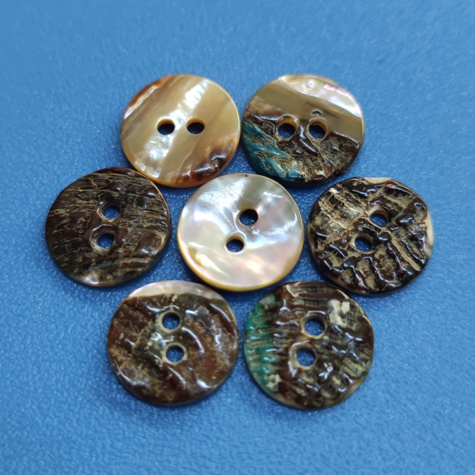 Natural Iridescent Rainbow 2 Holes Golden Cymbium Paua Abalone Shell Buttons